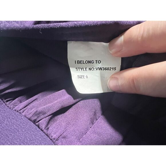 WHITE by VERA WANG One Shoulder Bridesmaid Dress Amethyst Size 0 Belted Slit - Picture 8 of 11